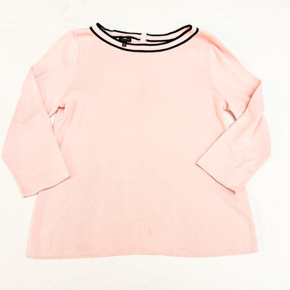Talbots Pink Crew Neck Sweater Black Band Size Xl